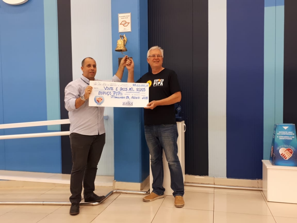 Campanha Troco Solidário da Havan entrega R$22 mil para o Espaço PIPA
